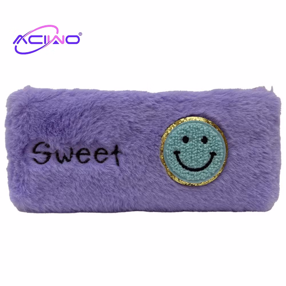 Cute Plush Smiley Pencil Case Large Capacity Students&prime; Learning Supplies and Stationery Bags (10086)