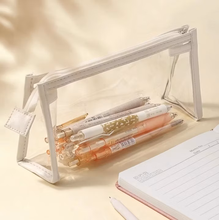 Transparent Pencil Case with Ins Japanese Style, Large-Capacity Stationery Box for Girls, Suitable for High School Female Students, High-Aesthetic Stationery Ba