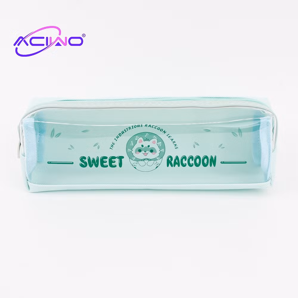 Transparent Pencil Case with Cute Little Animal, Large Capacity Student Pen Case with Zipper Storage Bag Writing Utensil Pouch Pencil Box Stationery (10093)