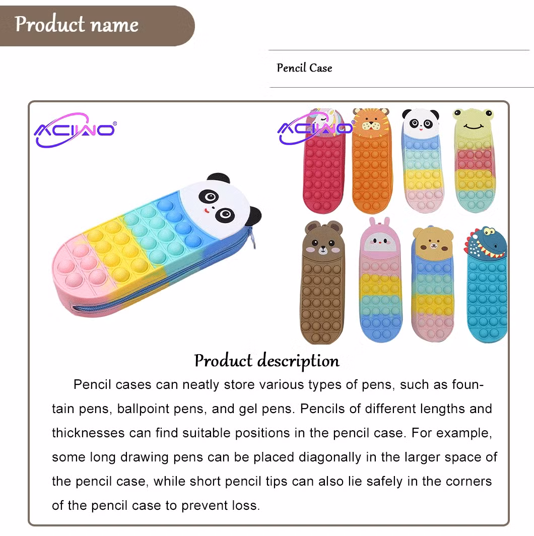Stationery Silicone Pencil Case, Silicone Pop Pencil Case, Rabbit, Bear, Little Panda, Frog, Cute and Compact Silicone Pencil Case for Students (10254)
