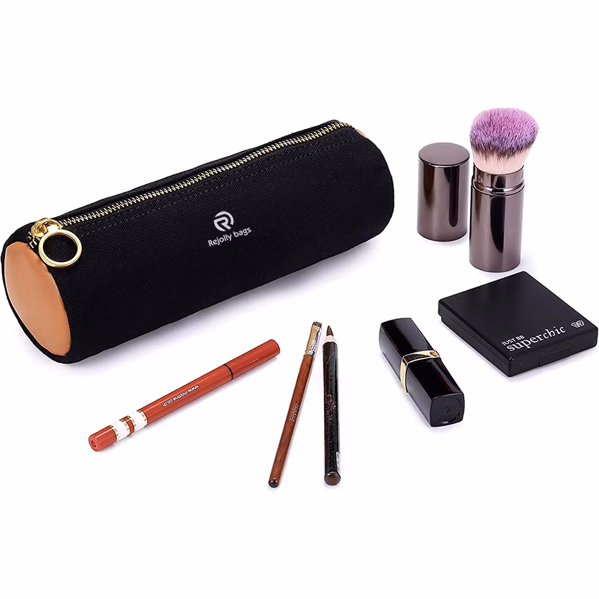Canvas Simple Small Size Large Capacity Pencil Case Bag Pouch, Durable with Brass Zipper, Match Color Design Pen Bag
