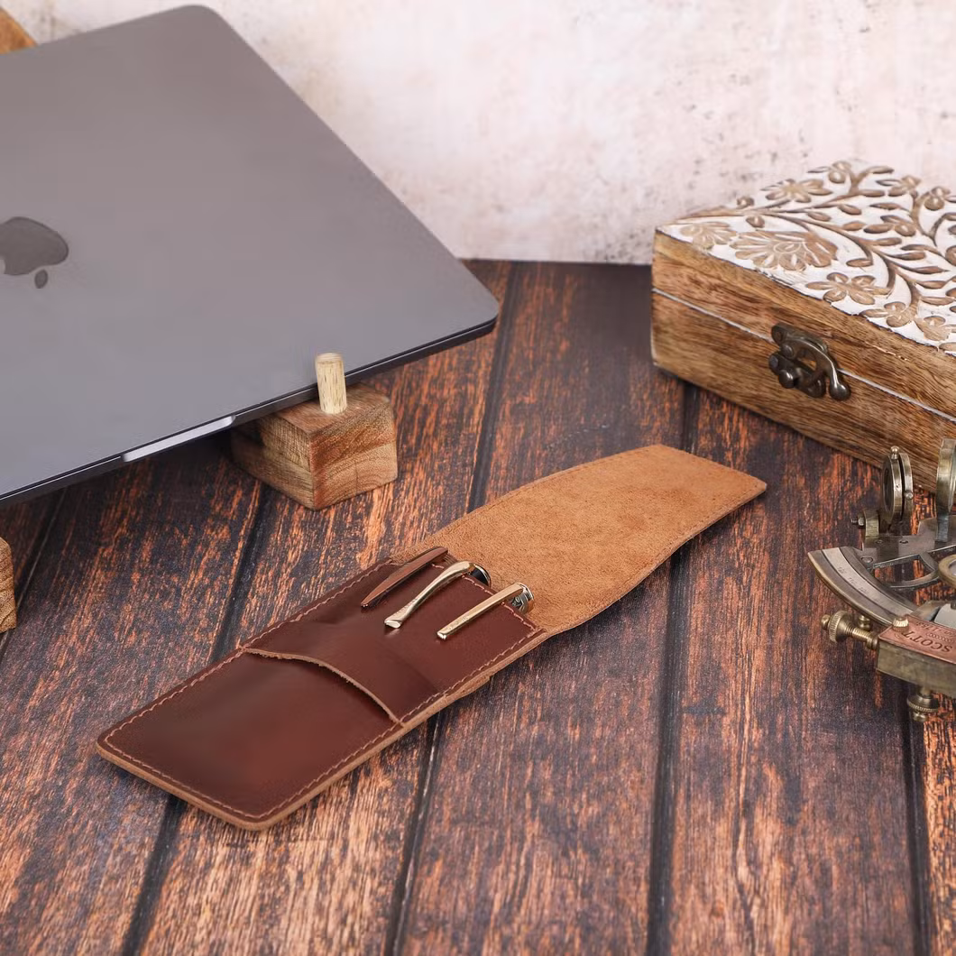 Custom Slim Pencil Case Pocket Leather Pencil Cases for Travel