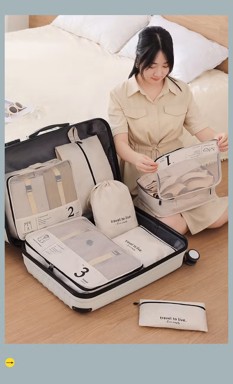 7-Piece Set Suitcase Clothes Underwear Organizer Travel Cosmetic Storage Luggage Organizer Bag