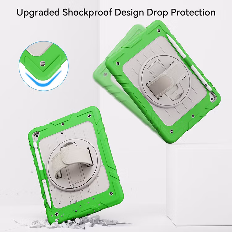 for iPad Air 2/PRO 9.7 Inch Tablet Cover with Pencil Holder Shoulder Strap Rotating Case for iPad 6th/5th Generation