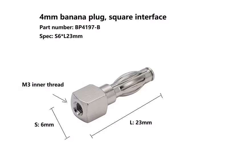 Gold Plating 4mm Banana Plug with Threaded M3 Stud for Rapid Mounting