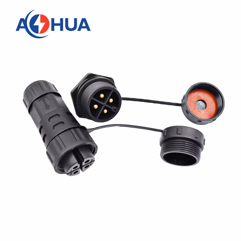 4pole Male PCB Panel Plug M25 Rear Mounting Screw Lock Wire Type IP67 Waterproof Connector