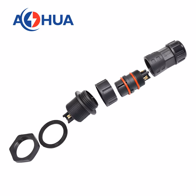 4pole Male PCB Panel Plug M25 Rear Mounting Screw Lock Wire Type IP67 Waterproof Connector