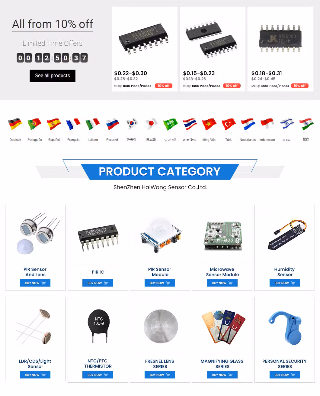 Haiwang Biss0001 New Original Integrated Circuits Electronic Components Electronic IC Chips China Biss0001 Sensor Signal Processing IC Chips Factory