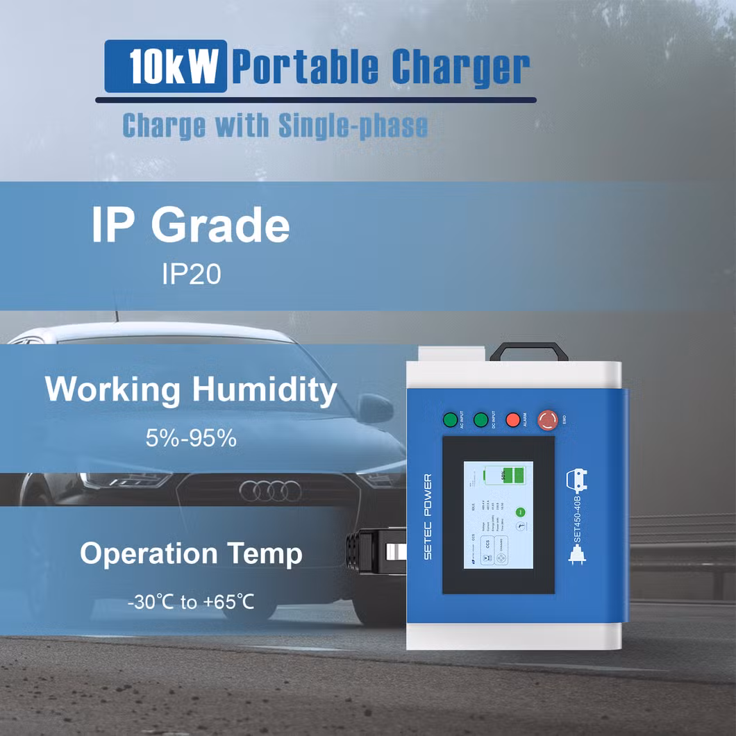 SETEC POWER CCS CHAdeMO NACS Travel Fast Mobile Electric Car Charger: 10kW DC Portable Electric Vehicle Charging Station