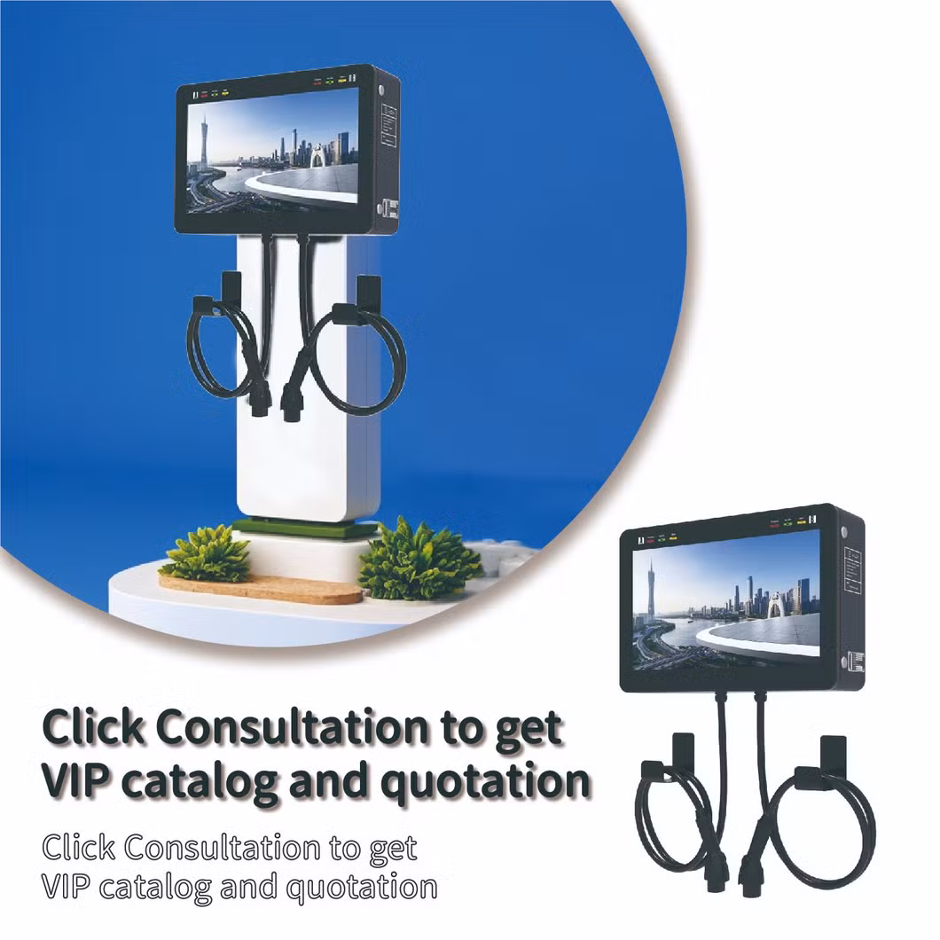 Factory OEM 3 Phase AC Wall Mounted EV Car Charging Station 44kw Dual Gun Public EV Charger APP Control with Advertisement LCD