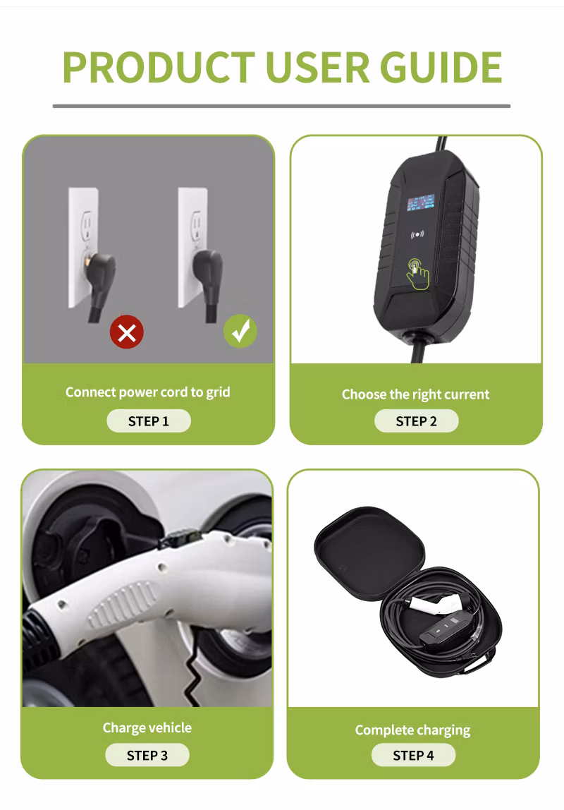 Manufacture Plug and Play Adjustable Charging Cable Single Phase 3.5kw Portable EV Charger
