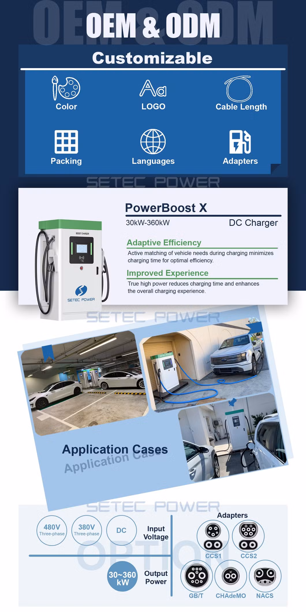SETEC POWER Efficient 60kw DC EV Charger Charging Station for Commercial with Fast Charging Station