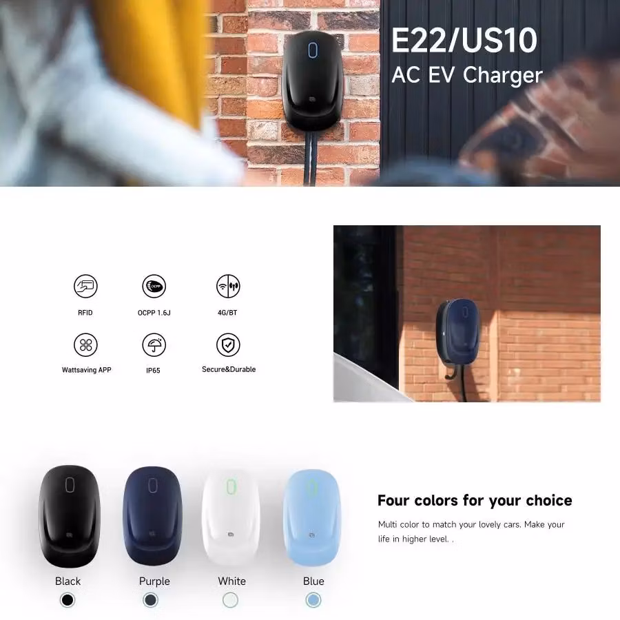 Wall-Mounted Electrical Vehicle Stations AC EV Car Charger