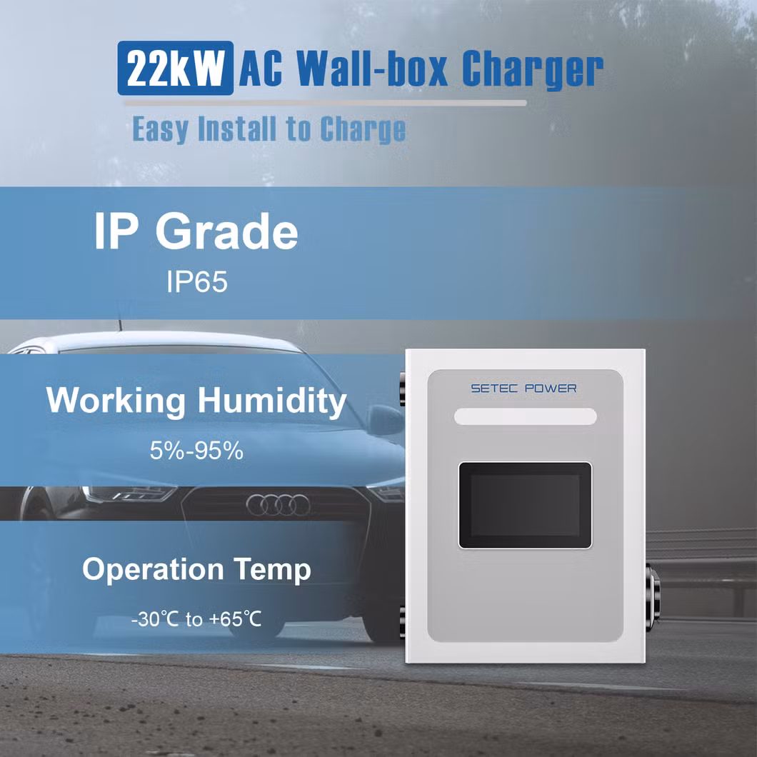 SETEC POWER Type1 Type2 High-Power 22kW AC Level 2 Wall-Box EV Charger Wall Electric Car Charging Station