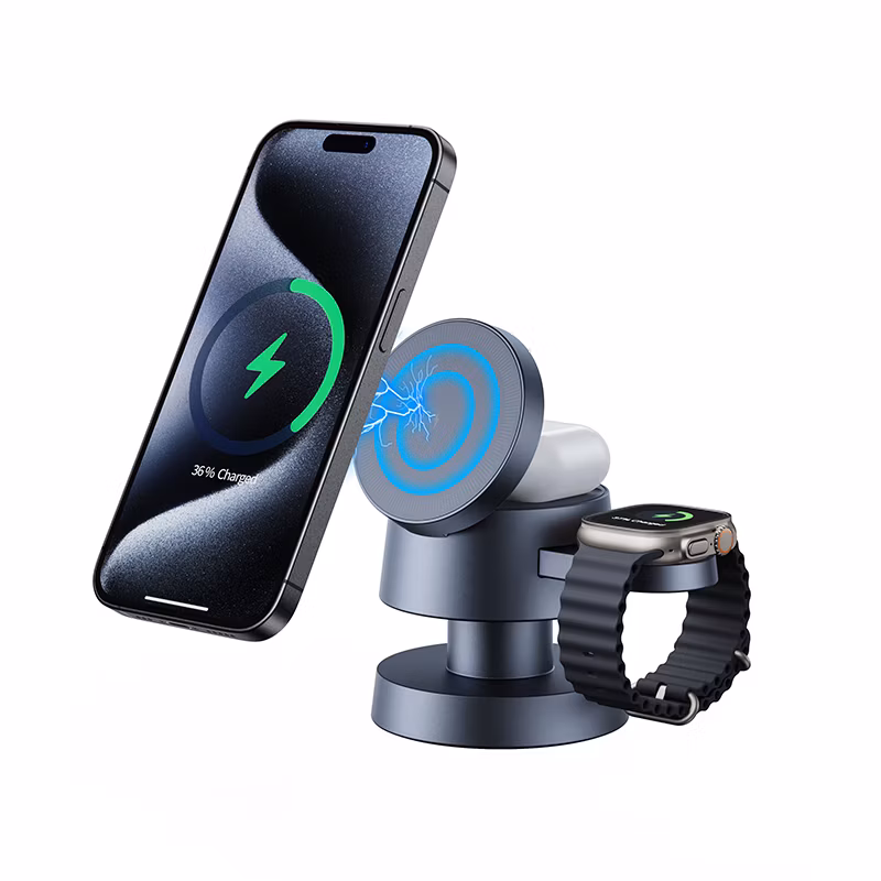 4 in 1 Wireless Charging Magsafe Magnetic Charger, Mushroom Lamp Wireless Charge, 3-in-1 Fast Charge for Apple iWatch Ultra, Airpods