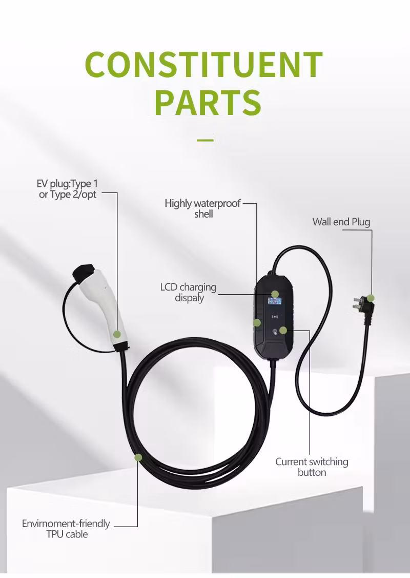 EU Standard 16A 32A Home AC EV Charging Station 3.5kw 7kw Electric Vehicle Car Charger Fast Portable EV Charger