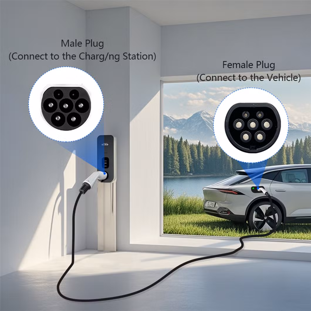 Qiaoyi Manufacturer EV Charger Electrical Cables Type2 to Type2 EV Charging Station Extension Cable EV Charging Cable
