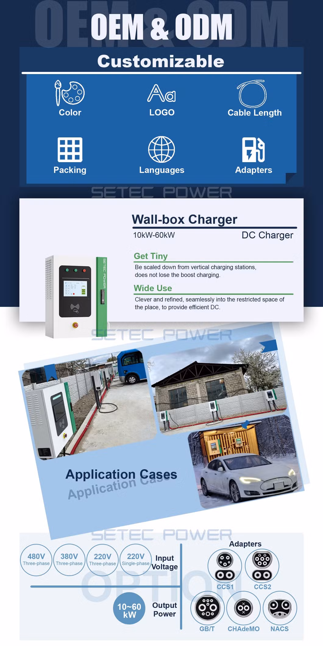 SETEC POWER CCS CHAdeMO NACS Smart 20kW DC PowerBox Wall-Box Electric Car Charger Wallbox Electric Vehicle Charging Station