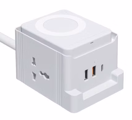 Baby Safety 10W wireless charging 2 AC Universal Outlets + 3 USB-A Ports Table Powerful Charging Station