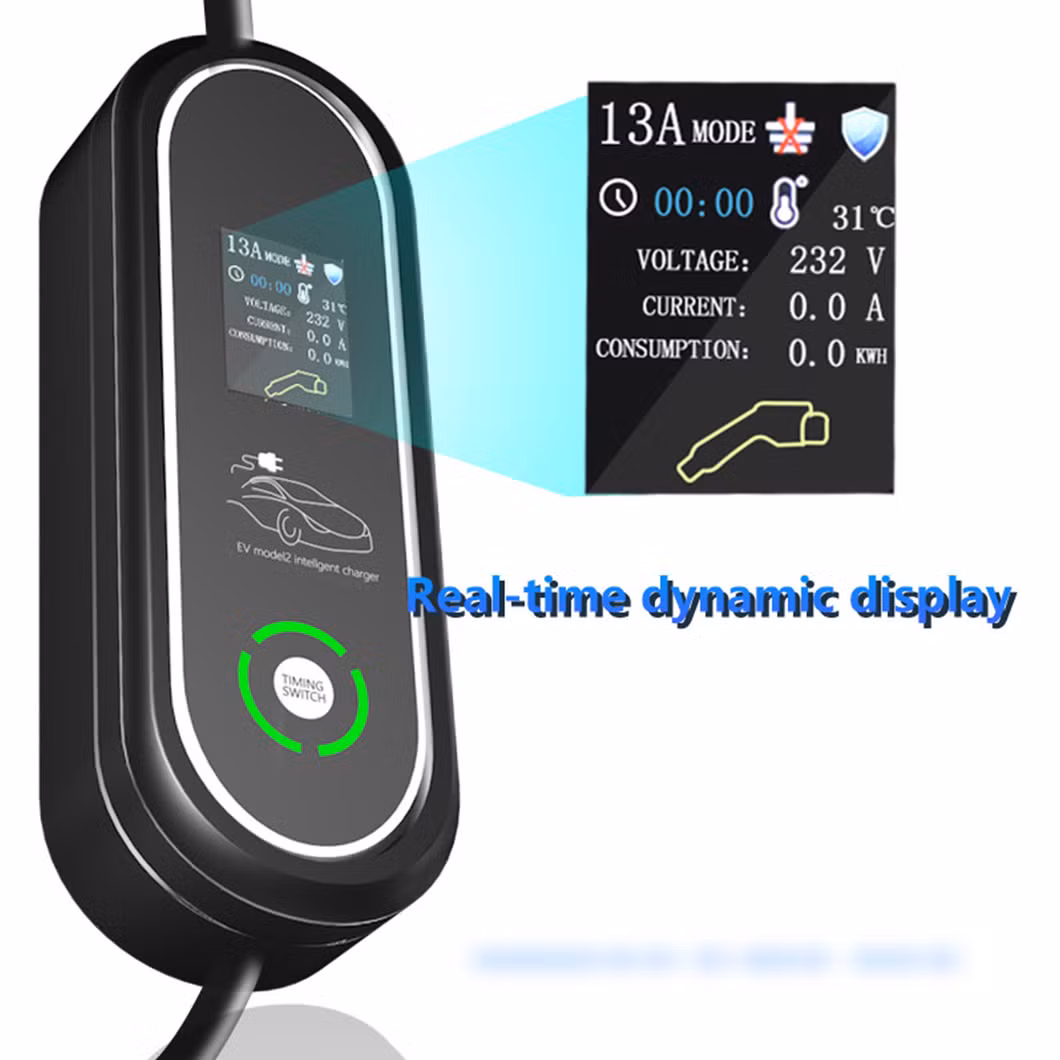 13A Home Electric with Screen Reservation Charging Type2 Portable EV Charger for Easy to Charge Electric Vehicles
