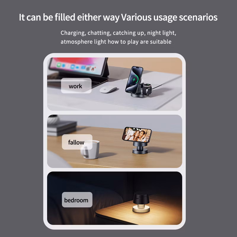 4 in 1 Wireless Charging Magsafe Magnetic Charger, Mushroom Lamp Wireless Charge, 3-in-1 Fast Charge for Apple iWatch Ultra, Airpods