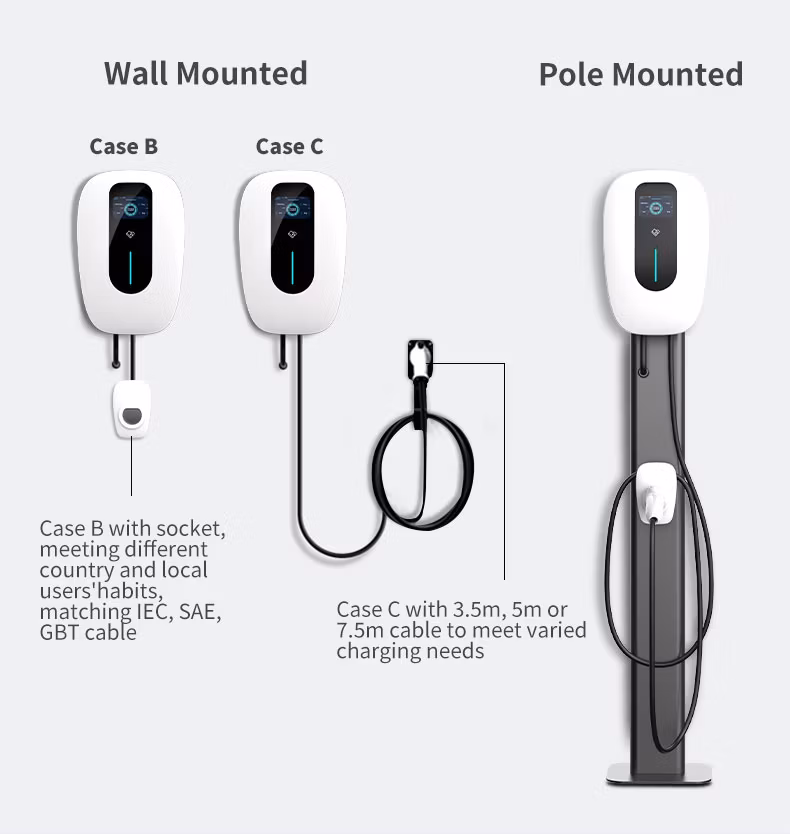 Type 2 AC EV Portable Electric Car EV Charging Station 11kw