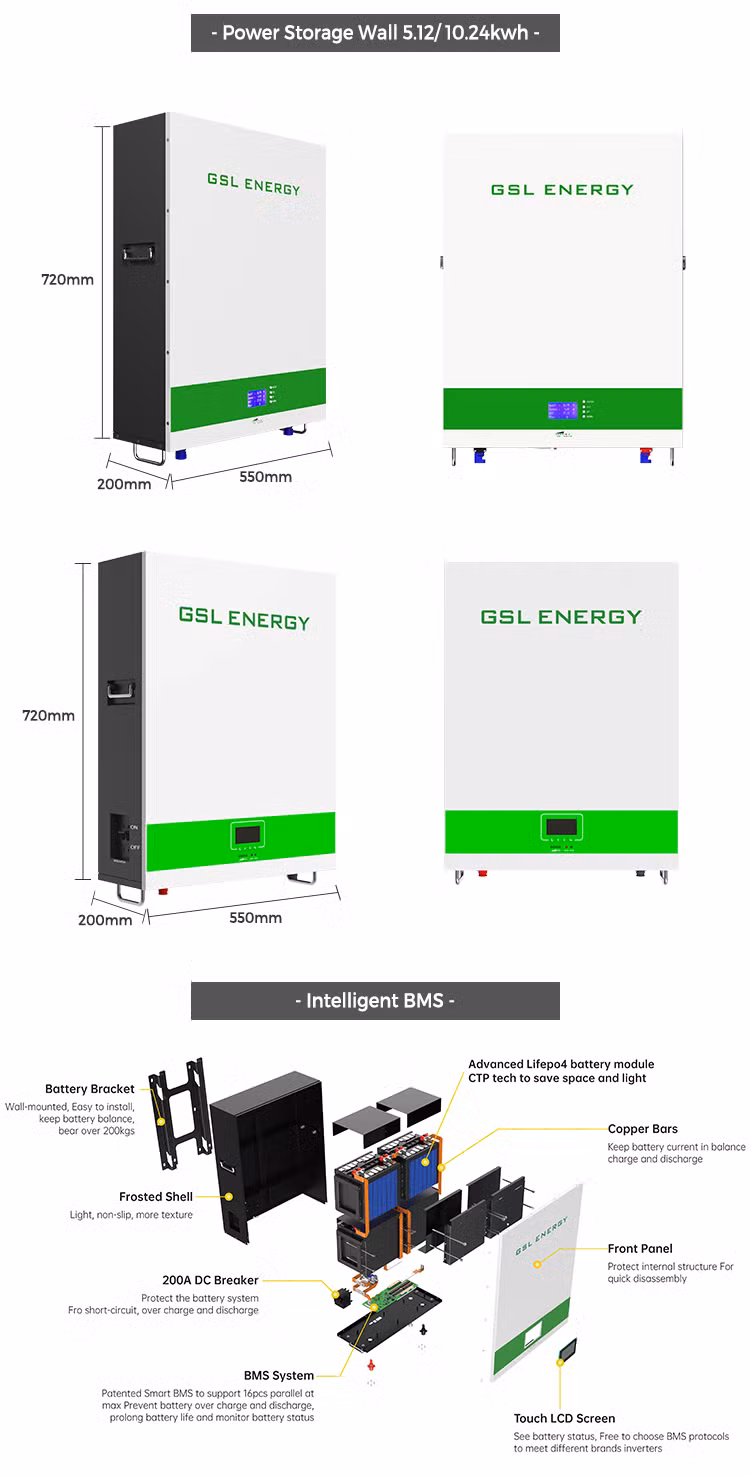 Customized Solar Power Household Energy Storage Lithium Battery 100ah 200ah Powerwall 5kwh 10kwh 48V 51.2V Solar Energy Storage LiFePO4 Battery