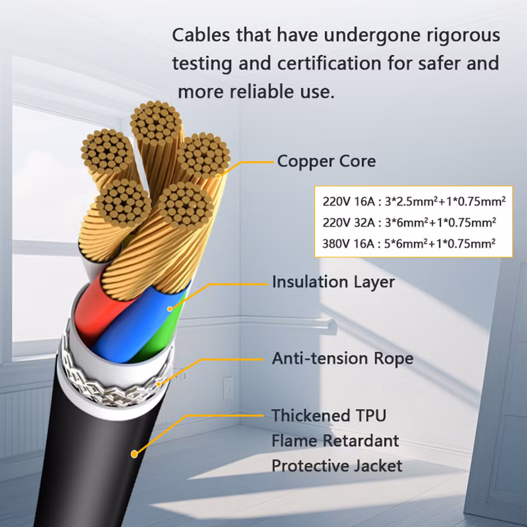 Qiaoyi Manufacturer EV Charger Electrical Cables Type2 to Type2 EV Charging Station Extension Cable EV Charging Cable