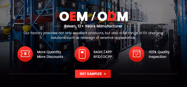 Besen Factory OEM ODM RFID Card AC EV Charging Station 22kw 32A IP66 APP Ocpp Floor Mounted Level 2 Electric Car Charging Station