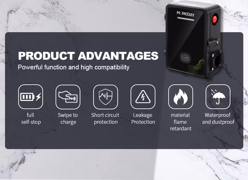 Moreday Wallbox Electric Car Charge Cable EV Charging Station 7kw 11kw 22kw EV Charger Auto Key Outdoor Button Card
