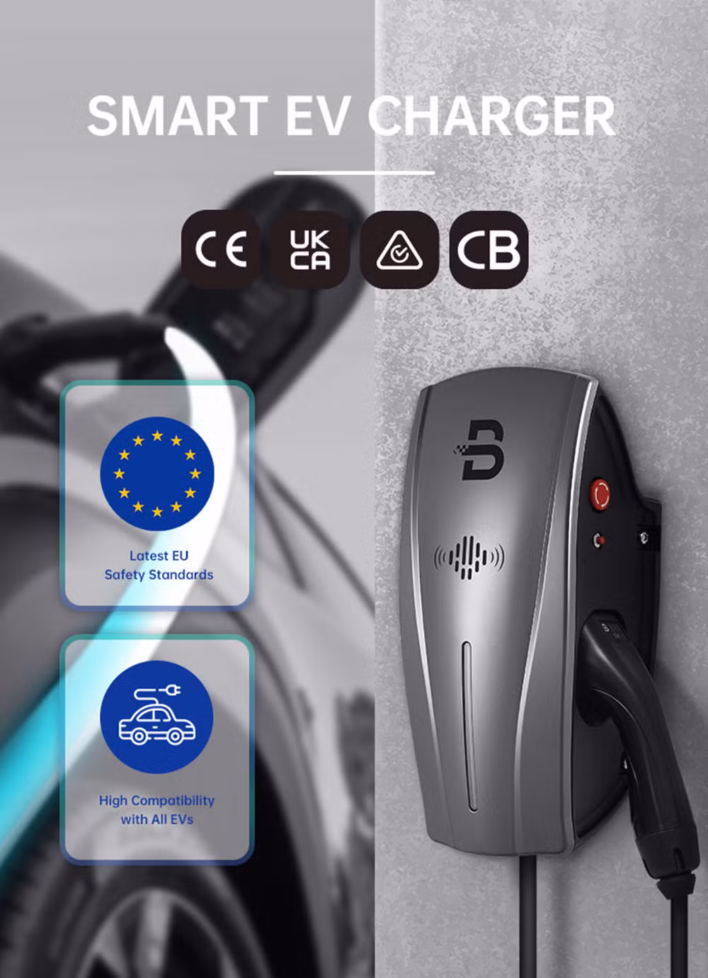 Beny Type 2 Home Car Charger Wallbox EV Charging Station Socket RFID 7.4 Kw EV Charger 32A Wallbox for Electric Car