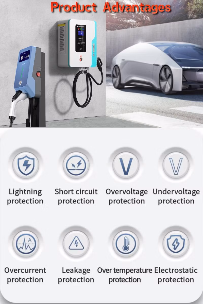 Commercial Portable 32A 7kw Evse Electric Car Vehicle AC EV Charger Power Station Fast Wall-Mounted Charging Station
