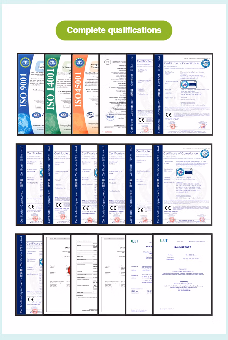 Home Wall Mounted EV Charger 7kw 11kw Residential Evse16A Single Phase 3wire AC System 4.3&quot; Screen RFID Car Charging Station