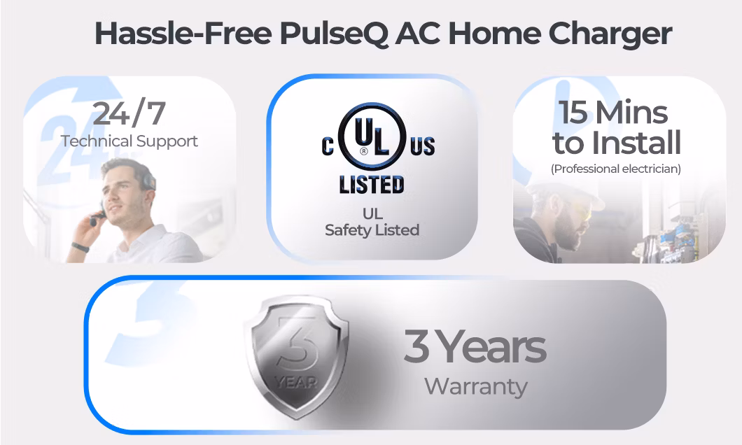 Topdon America Germany Stock Pulseq AC Home J1772 16A 32A Ocpp Type2 Phase 3 Level 2 1 Smart 22kw 11kw 16kw 7kw 9.6kw UL Wallbox Fast Electric Car AC EV Charger