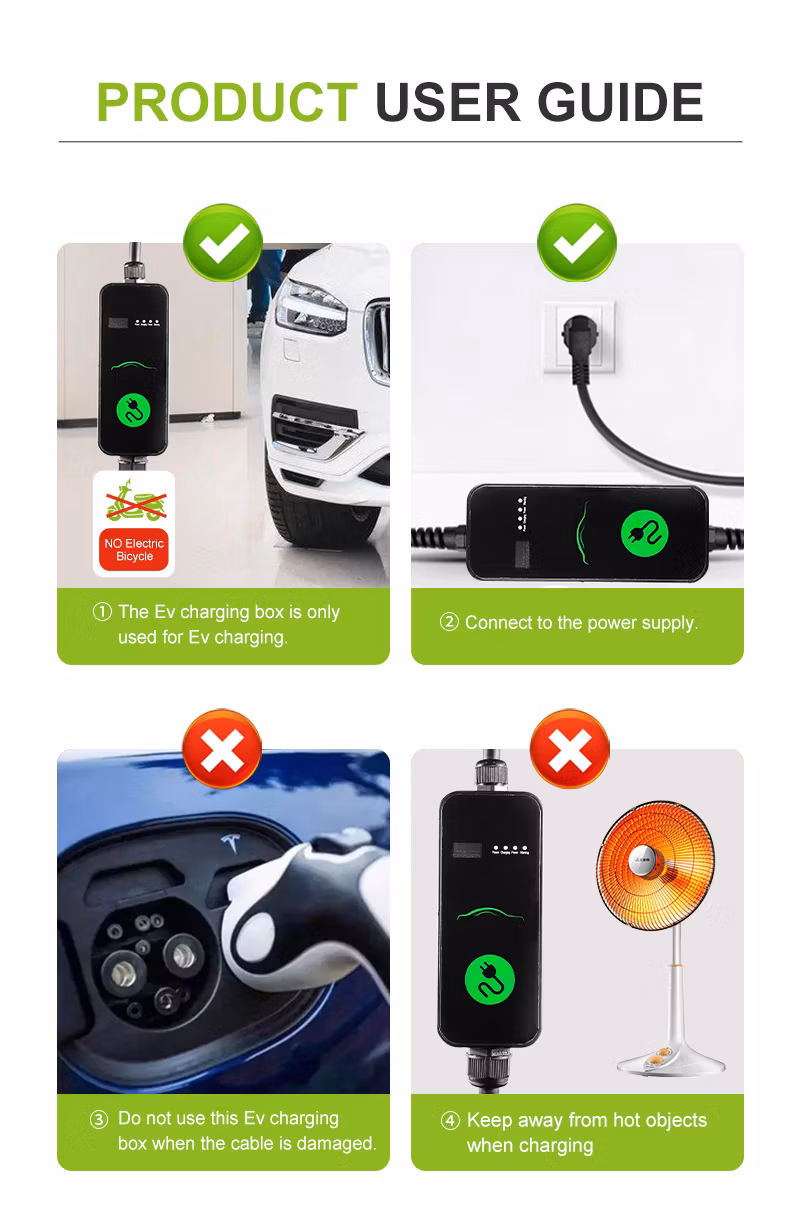 3.5kw 7kw 16A 32A Type 1 Mobile Level 2 EV Charger AC Station Display Car Manufacture Portable Electric Vehicle for Wuling