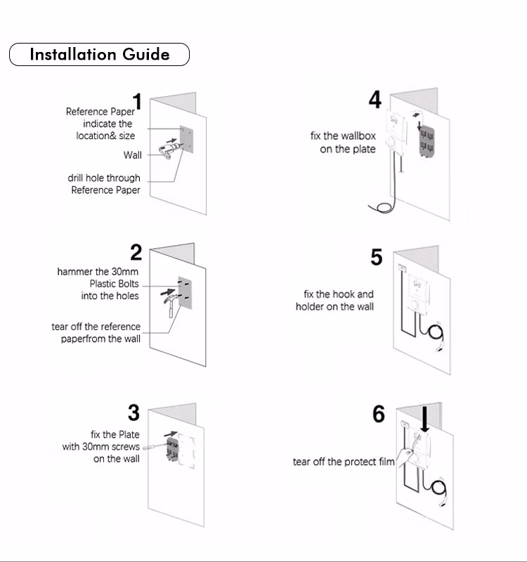 32 AMP 7kw Home Use EV Wall Charger Mounted with Installation Guide