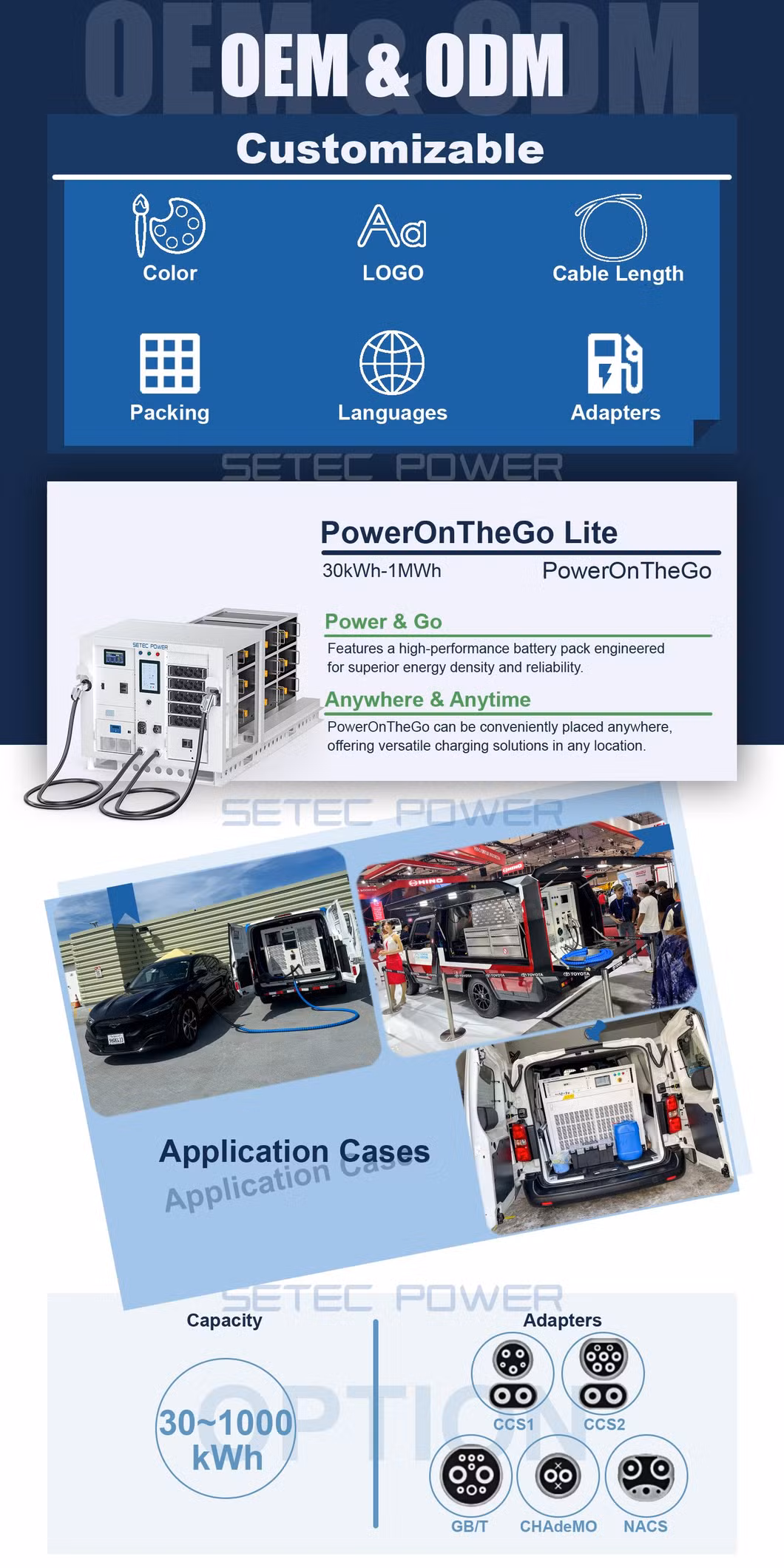 Mobile 60kwh EV Charging Solution Battery Energy Storage System for Emergency Power