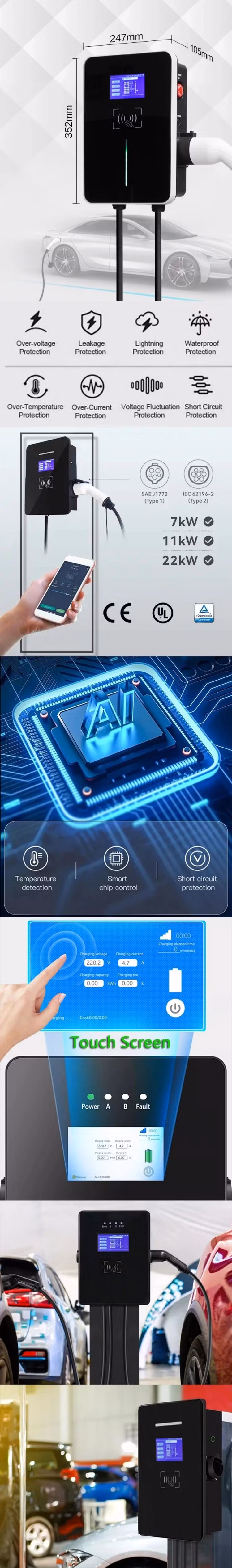 Nancome New Energy Home Wallbox 7kw 22kw AC EV Charger Station for Tesla