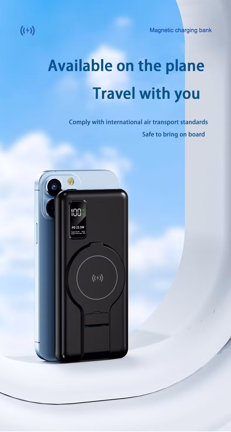 Portable 10000/20000mAh Pd 22.5W Wireless Fast Charging Mobile Tablet Power Bank Storage for Phone Charger Stander Travel Emergency Power Supply