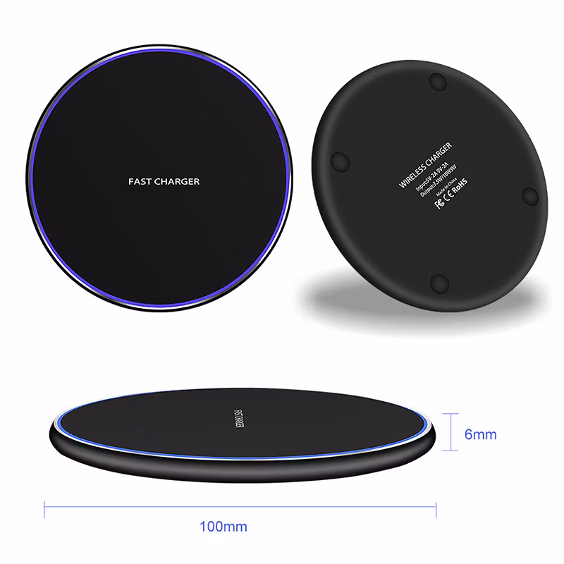 Custom Logo Promotional Gifts Universal 15W Wireless Charging Pad Fast Charger Portable Round Aluminium Alloy 10W LED Light Wireless Chargers