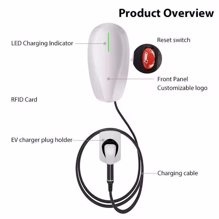 Wallbox Charger 7kw 11kw 22kw 32A AC Charging Pile Electric Car Wall Charger EV Charger for Home Commercial