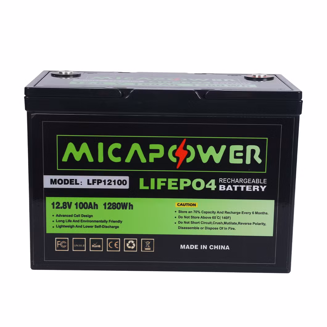 Mica CE Un 15 Years LiFePO4 Battery 12V 100ah Lithium Battery Pack LFP RV/Golf Cart/Yacht/Marine Solar Energy Storage Battery