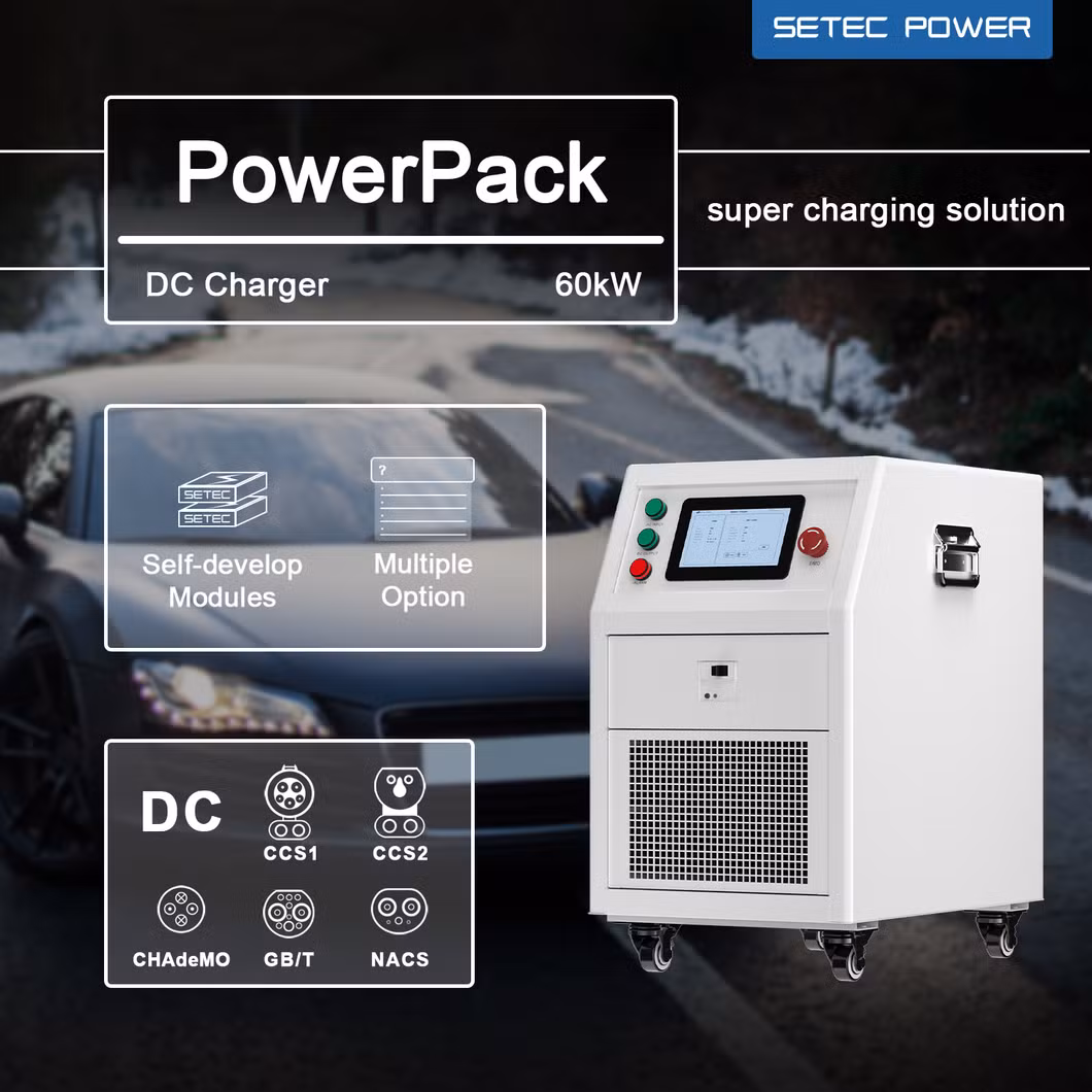 SETEC POWER Self-developed Modules Level 3 Fast Charging 60kW Portable Electric Vehicle Charger EV Charging Station CCS CHAdeMO NACS