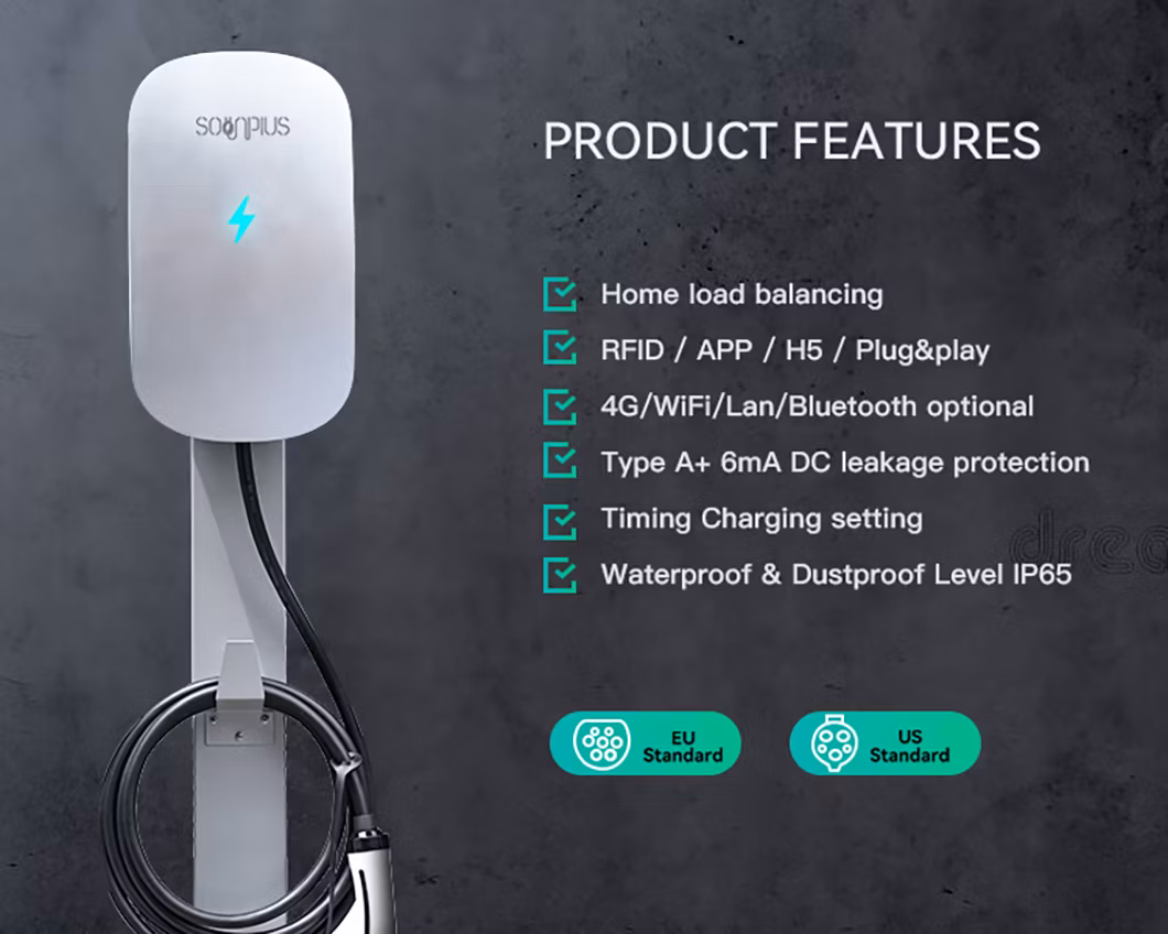 Fast EV Charger Wall Mounted Installation EV Charger 11kw EU Us Standard EV Charging Wallbox