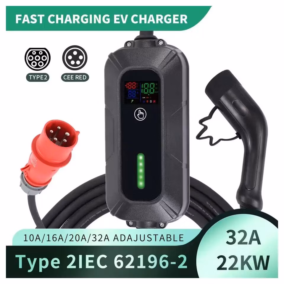Fast 22kw 32A Portable Mobile EV Car Charger Type 2 Electric Home EV Charging