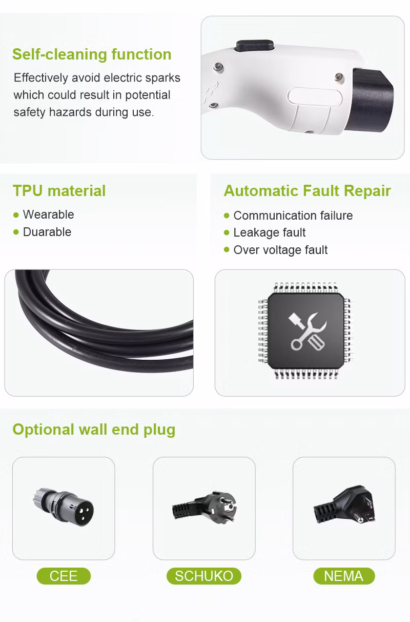 3.5kw 7kw 16A 32A Type 1 Mobile Level 2 EV Charger AC Station Display Car Manufacture Portable Electric Vehicle for Wuling