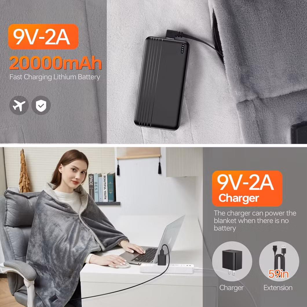 Cordless Electric Blanket USB Portable Heated Blanket