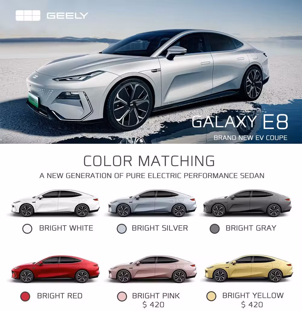 Geely Galaxy E8 5-Door 5-Seater Electric Auto 100% New Energy Vehicle with 190km &amp; 210km Range Left Steering Adults EV Car