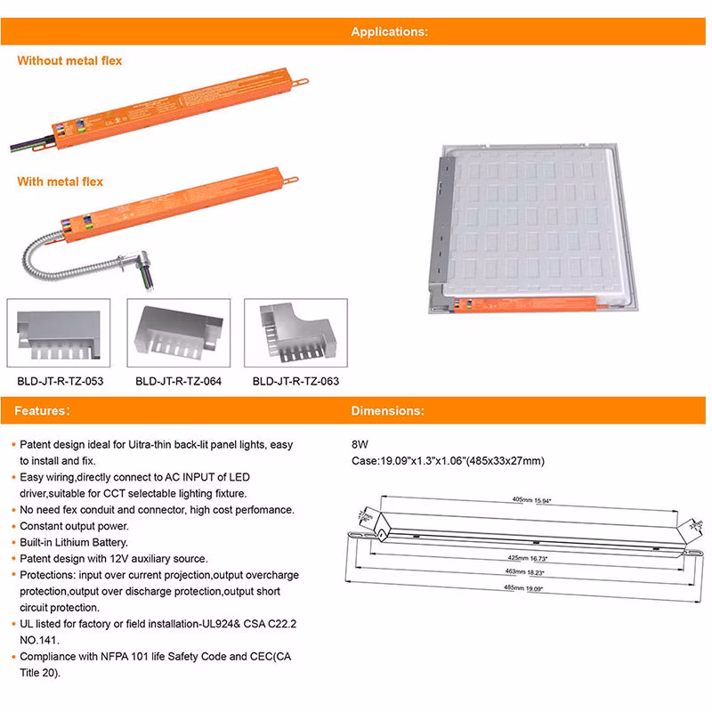 Patent Design LED Emergency Light Battery Backup 8W 15W 20W