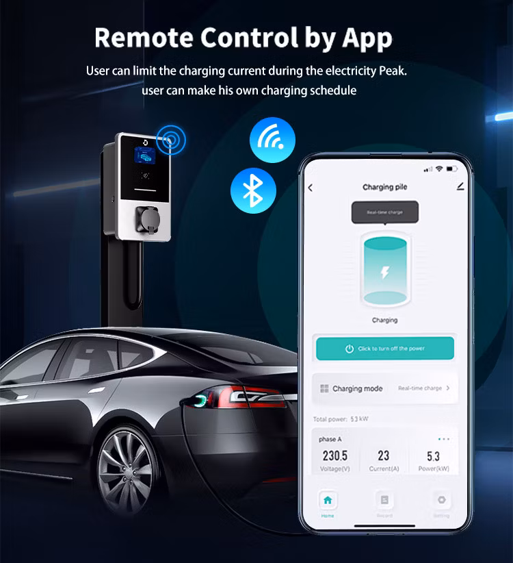 Manufacturer Commercial APP Smart Control Wallbox Mode 3 32A 7kw Mobile Home AC Electric Vehicle EV Car Wall Charger